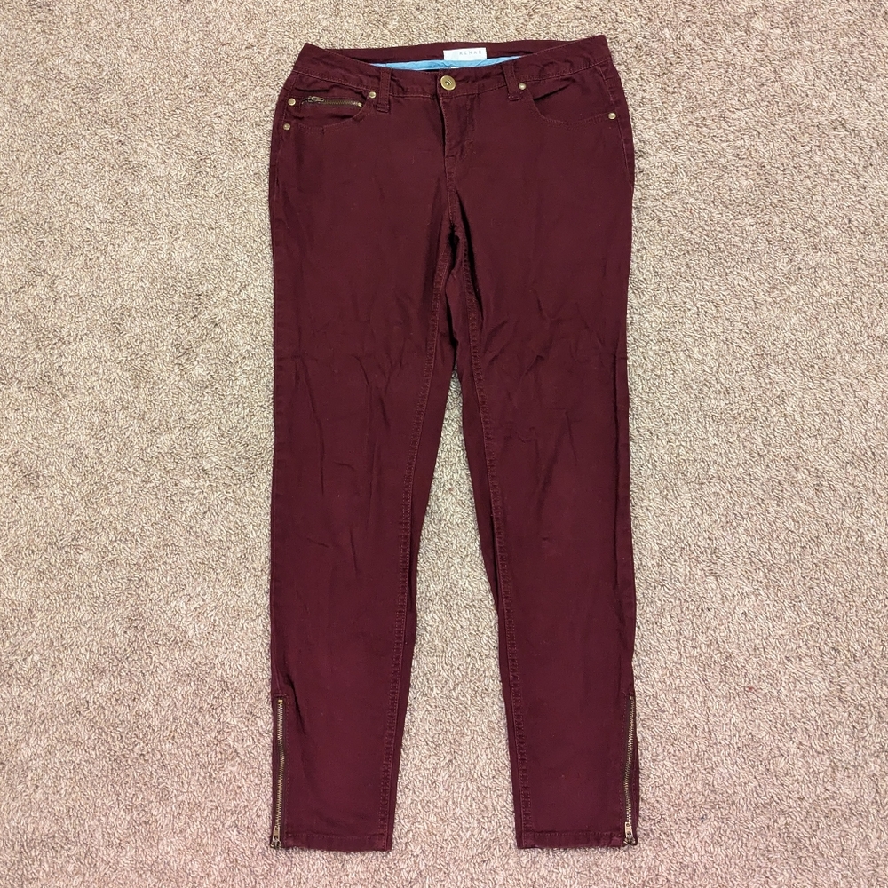 Kenar women's burgundy / maroon wine color skinny jeans size 4 with zippers